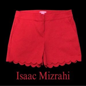 Isaac‎ Mizrahi Scallop Edge Shorts, Red, Size 12